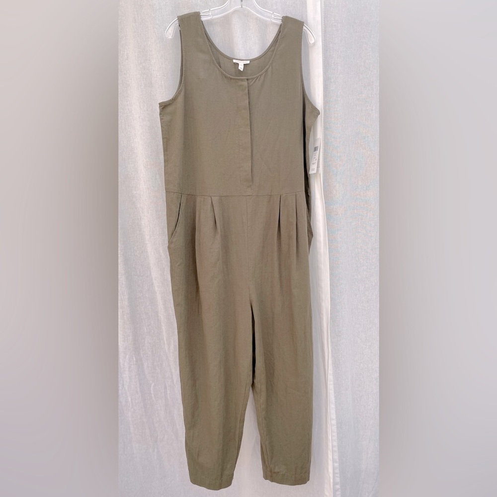 Eileen Fiaher Olive Jumpsuit M Organic Cotton Crepe NWT